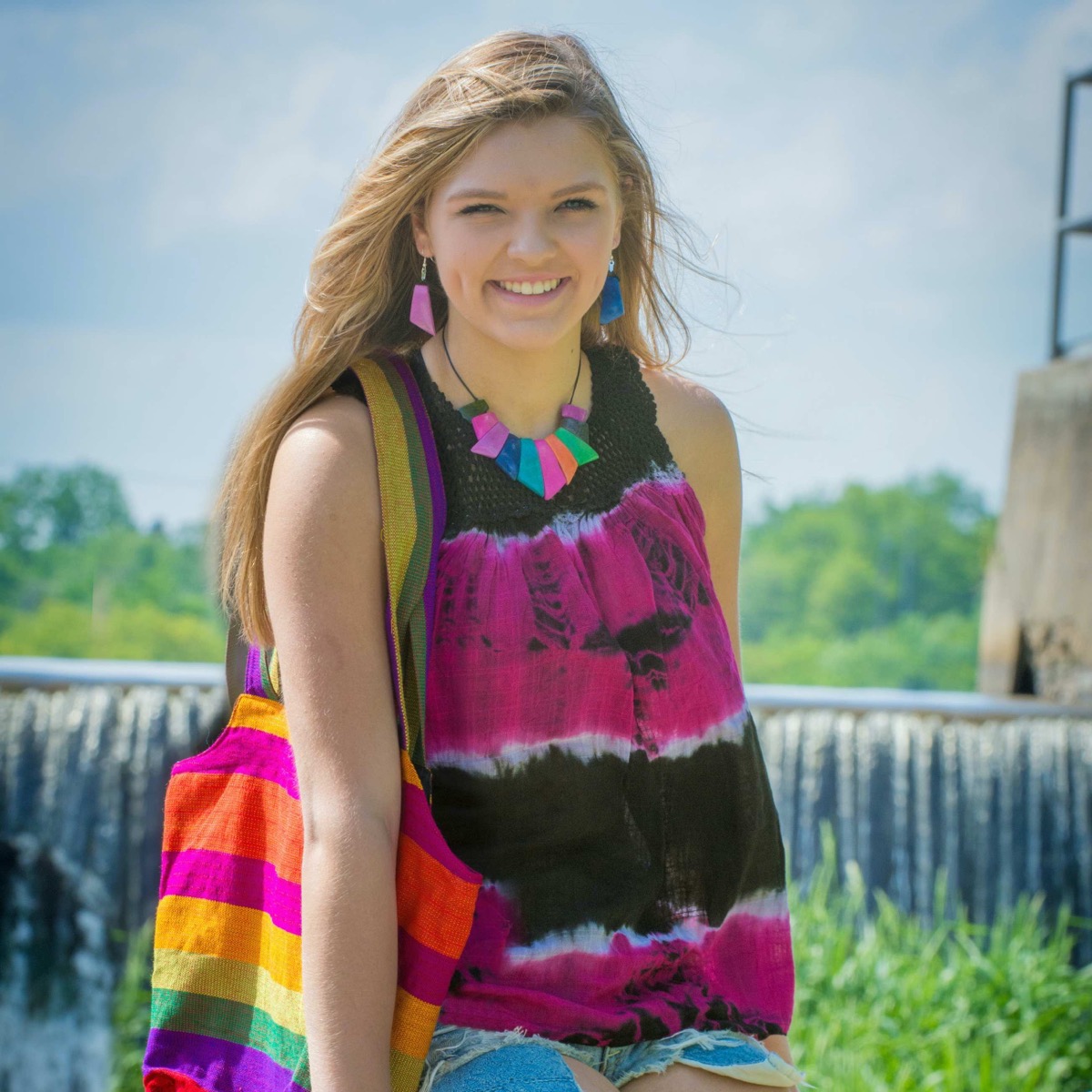Tie Dyed Peasant Blouse