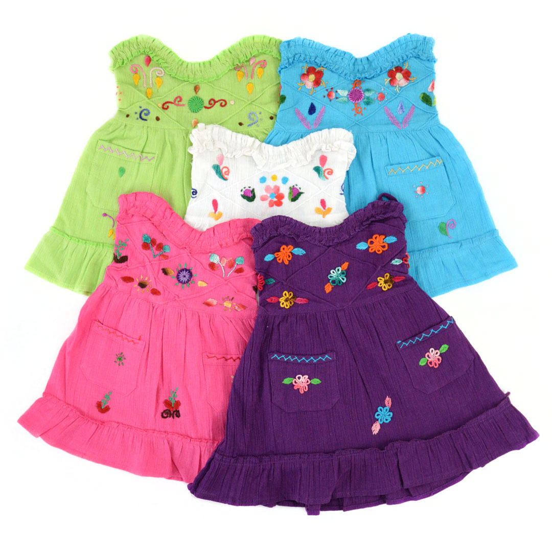 Girl's Cotton Embroidered Sweetheart Dress
