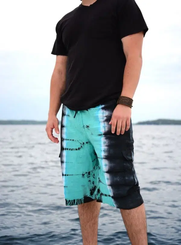 tie dyed cargo shorts, these come in a verity of colors, and they have an elastic waist