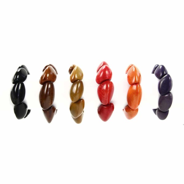 A verity of chunky twist bracelets, coming in a verity of colors those colors are, black, brown, tan, red, orange, and purple.