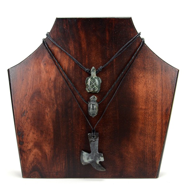 A picture of three necklaces.