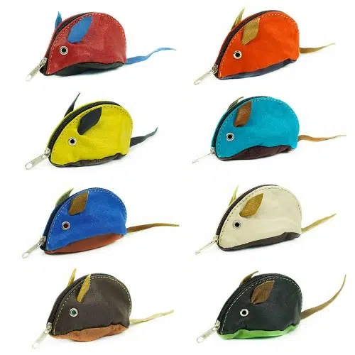 Leather mouse coin in assorted colors