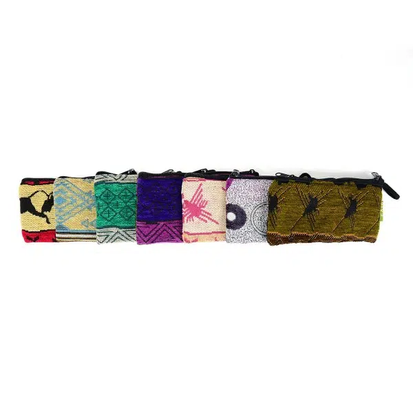 Chenille design fabric checkbook pouch with tribal patterns