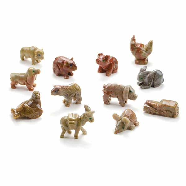 A bunch of different soapstone animals