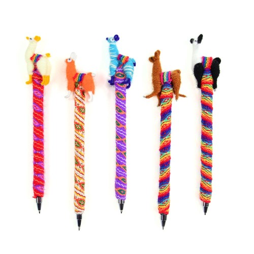 A picture of the llama pens, they comes in colors of white, orange, blue, brown, and black.