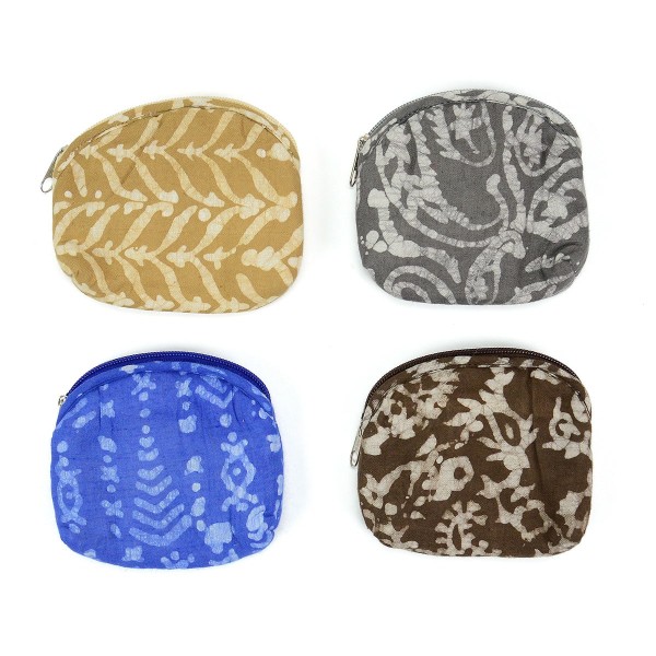 Batik style cotton coin purse