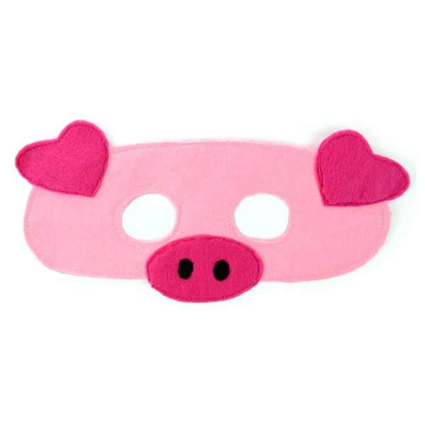 A felt play mask of a pig