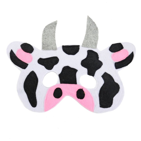 A felt play mask of a cow
