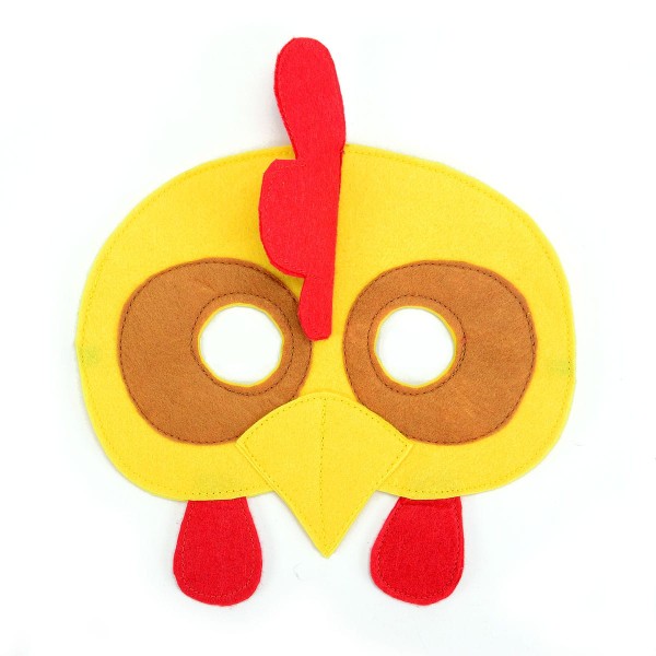 A felt play mask of a chicken