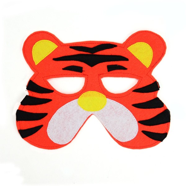 A felt play mask of a tiger