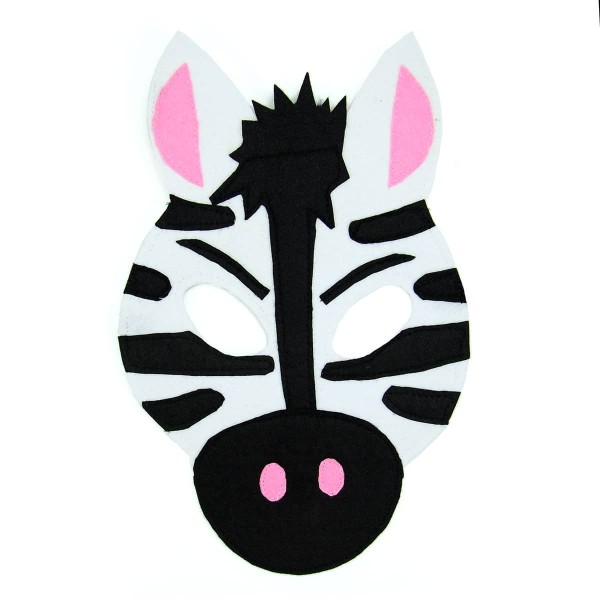A felt play mask of a zebra