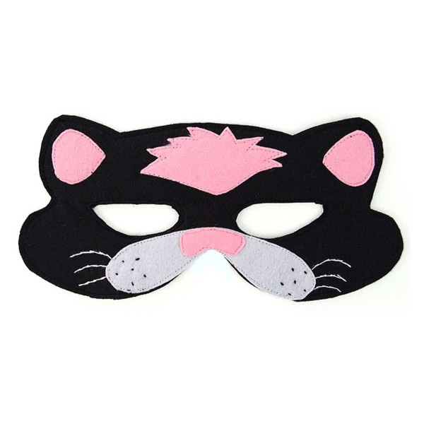A felt play mask of a black cat