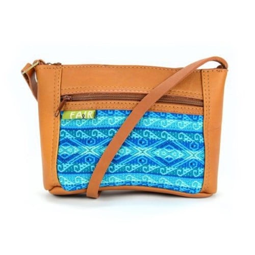 Petite leather crossbady bag with chumbi pattern accent