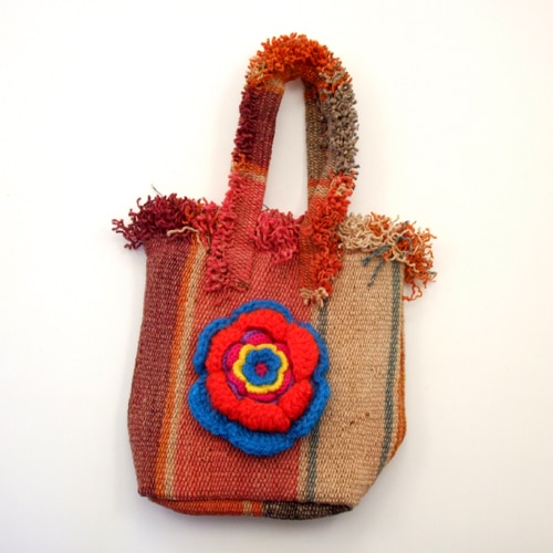 Sunset Flower Handbag with crocheted flower in the front