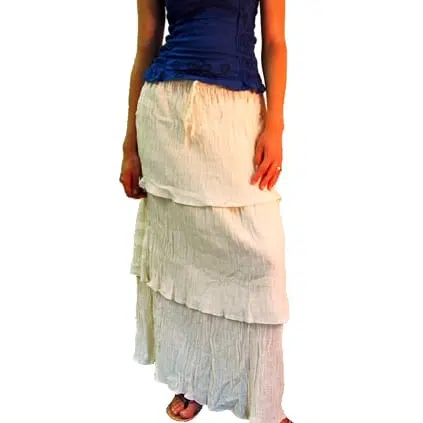 A long cotton skirt with three layers
