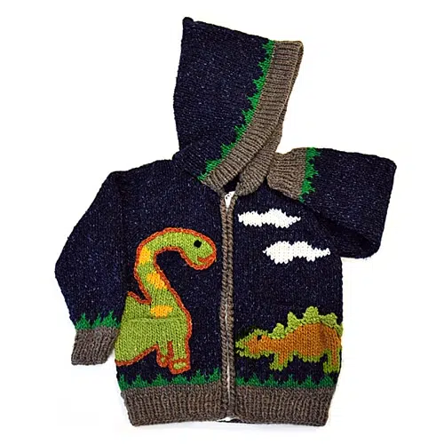 The jurassic sweater in different colors, this color is blue