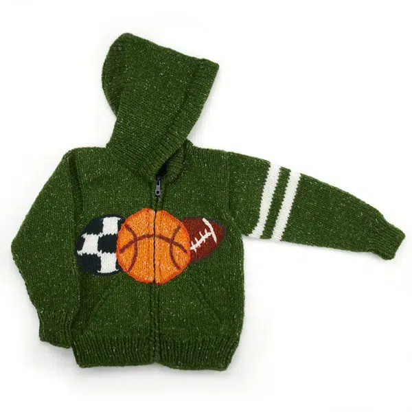 The sports sweater comes in two different colors this one is green