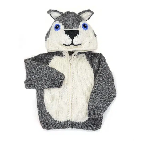 A kids animal sweater this is the wolf