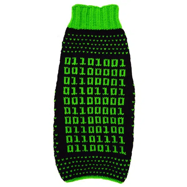 A close up of the dog sweater binary