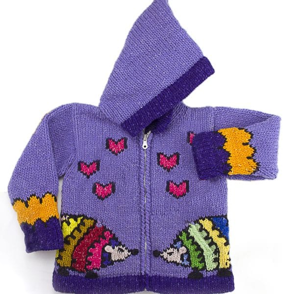 Hedgehogs in Love Sweater in the color purple