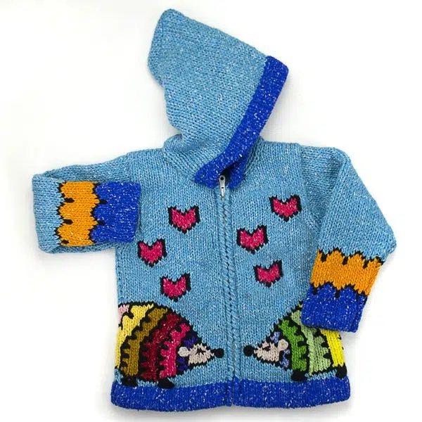 Hedgehogs in Love Sweater in the color of blue