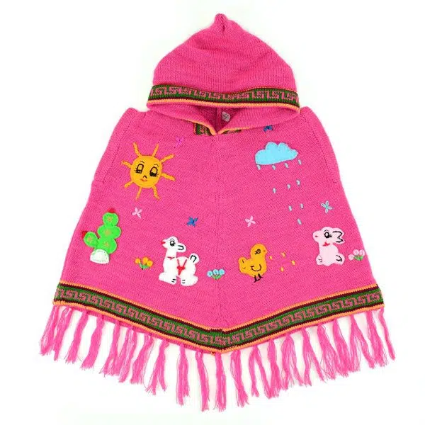 kids acrylic poncho comes in a variety of different colors, this color is pink