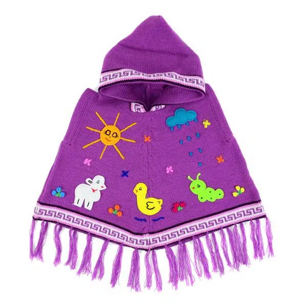 kids acrylic poncho comes in a variety of different colors, this color is purple