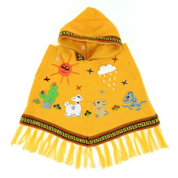 kids acrylic poncho comes in a variety of different colors, this color is yellow