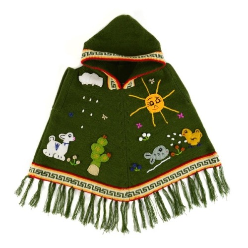 kids acrylic poncho comes in a variety of different colors, this color is green