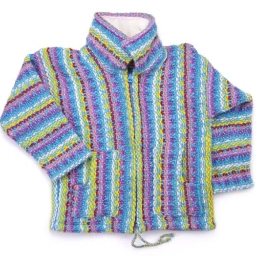 Made from cotton/wool, the sweater has a waffle weave