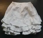 A close up of the triple ruffle bloomers, comes in multiple colors and sizes