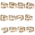A picture of all the different motto ring.