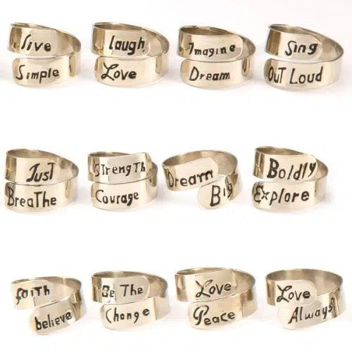 A picture of all the different motto ring.