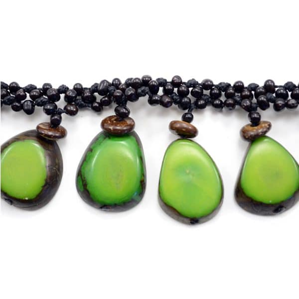 A close up picture of the green slices of tagua.
