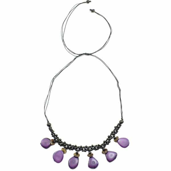 A picture of the purple achira six slice necklace.