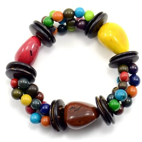Small tagua nuts with coconut, acai accents, comes in the color multi.