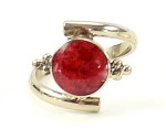 A picture of the red semi precious stone for the sandra ring.