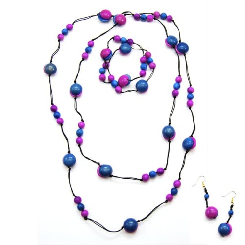 A fun and bright necklace that has tagua beads attached to it, this picture also shows the earrings.