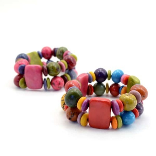 These colorful beads make the multi plaque bracelet.
