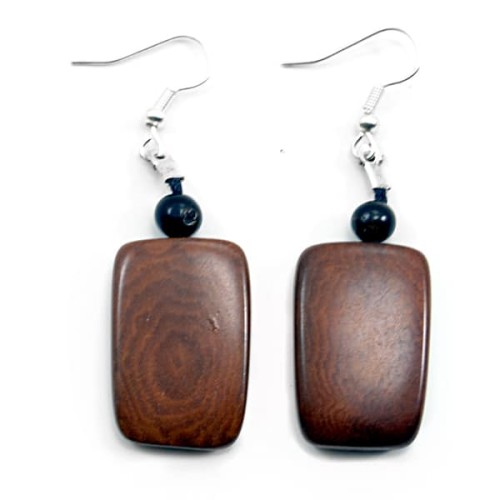 A wood like earring called tagua multi plaque earrings.