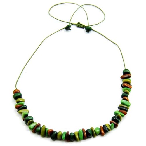 A picture of the pebbles necklace, comes in spring /summer colors or fall/winter colors.