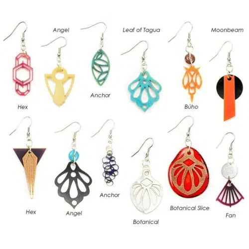 A picture showing the wide verity of nouveau earrings.