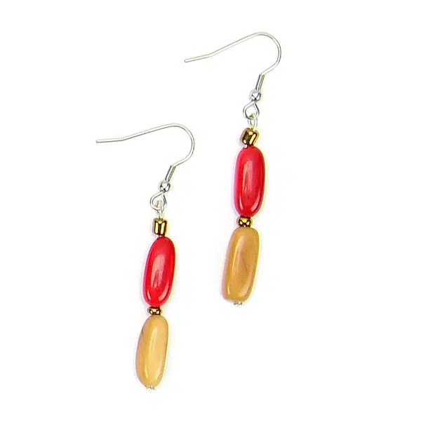 A picture of the red grace earrings.