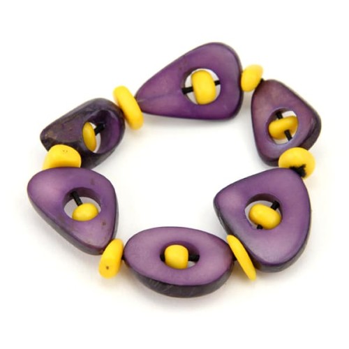 A picture of a purple thick slice and chip bracelet.