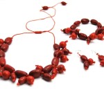 A picture of the salsa set, comes with a necklace, bracelet, and earrings, coming in the color red.