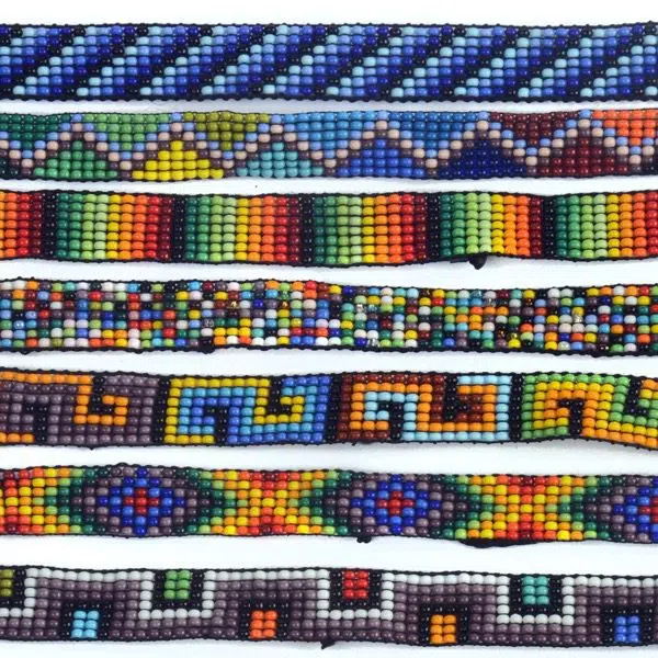 showing a bigger verity of the woven bead bracelet set.