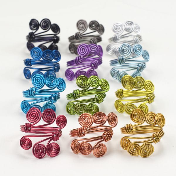 A picture of all the different colors that the swirls can come in.