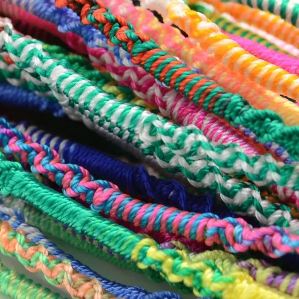A close up of the spiral design for the friendship bracelet.
