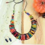 A picture of the mundo set, made from multicolored dyed beads.