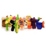 A picture of all of the different finger puppets
